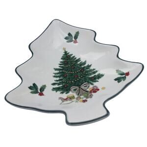 MIKASA Christmas Story Tree Shaped Dish Nut/Candy Plate Tray VINTAGE